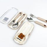 UBMOM Choco Mong Stainless Steel Spoon & Fork Set With Case