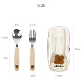 UBMOM Choco Mong Stainless Steel Spoon & Fork Set With Case