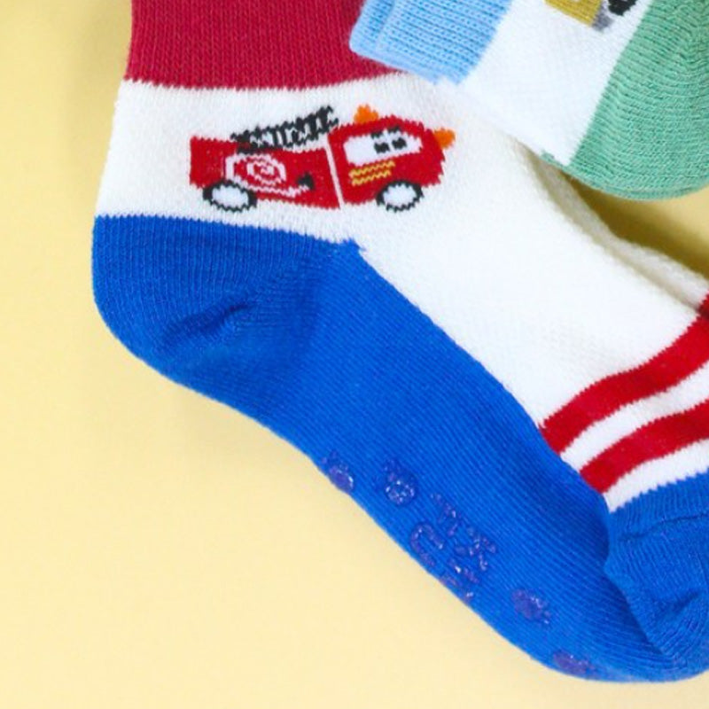 Korean Kids Construction Vehicle Ankle Socks 5-Pair Set