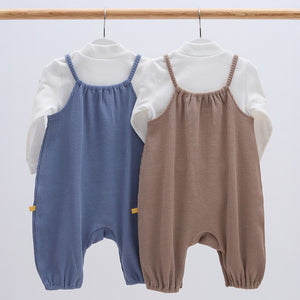 Daniel Ribbed Korean Baby Overall and T-Shirt Set