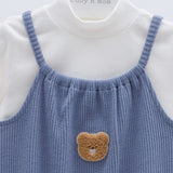 Daniel Ribbed Korean Baby Overall and T-Shirt Set