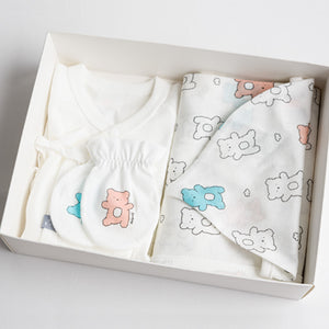 Korean Dori Cloud Newborn Gift Set (Baby Hat, Kimono Top, Mittens, and Swaddle Blanket)