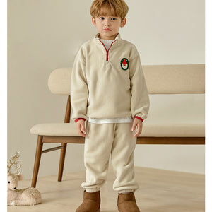 Korean Kids Fleece Santa Top & Bottom Set