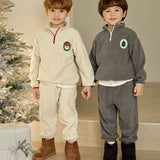 Korean Kids Fleece Santa Top & Bottom Set