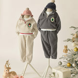Korean Kids Fleece Santa Top & Bottom Set