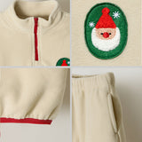 Korean Kids Fleece Santa Top & Bottom Set