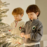 Korean Kids Fleece Tree Top & Bottom Set