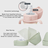 Grosmimi Flip Top Spill Proof Sippy Cup 10 oz, Stage 2 Straw for Toddlers - Air balloon