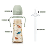 Grosmimi Flip Top Spill Proof Sippy Cup 10 oz, Stage 2 Straw for Toddlers - Air balloon