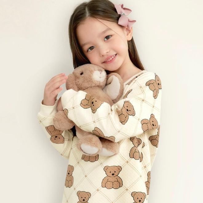 Thermal Korean Kids Pajamas Set-Check Bear