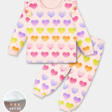 Thermal Korean Kids Pajamas Set-Rainbow Heart