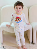 Single Spandex Fabric Pajamas set-Bear drawing