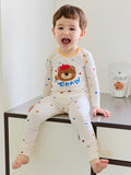 Single Spandex Fabric Pajamas set-Bear drawing
