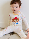 Single Spandex Fabric Pajamas set-Bear drawing