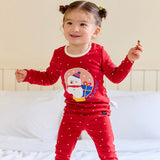 Spandex Brushed Fabric pajamas set-Snow Ball