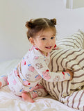 Single Spandex Fabric  Pajamas set-Pink Bunny