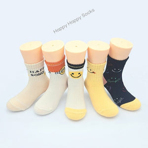 Korean kids Happy Happy Socks 5Pcs