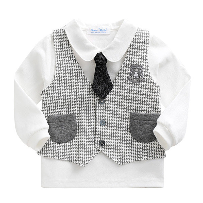 Hounkadi Boys’ Formal 5-Piece Vest Suit Set - Grey