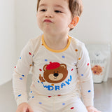 Single Spandex Fabric Pajamas set-Bear drawing