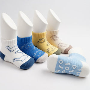 Korean Kids Brachiosaurus Mesh Non-Slip Ankle Socks 5Pair Set