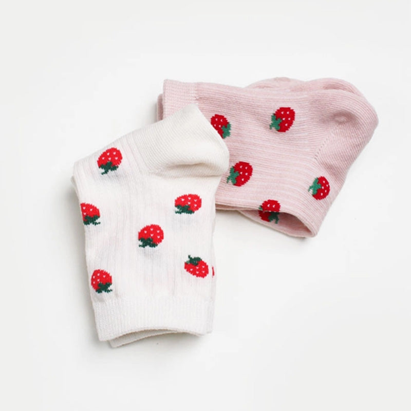 Korean Kids' Cherry Kong Crew Socks 5-Pairs Set