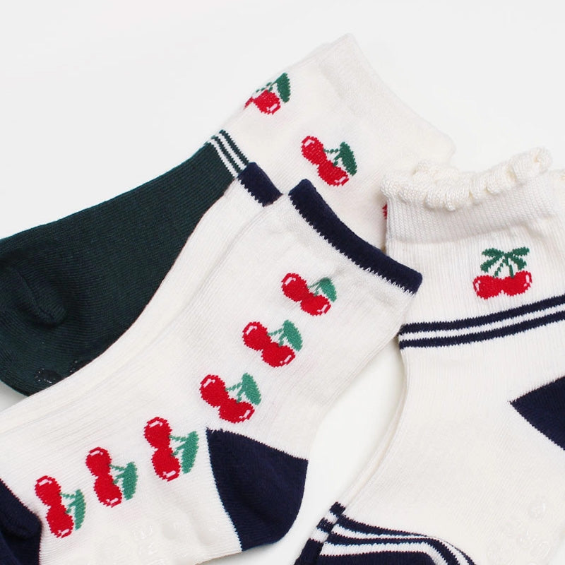 Korean Kids' Cherry Kong Crew Socks 5-Pairs Set