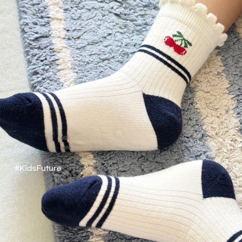 Korean Kids' Cherry Kong Crew Socks 5-Pairs Set