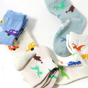 Kids Cotton Crew Socks Set-T Rex