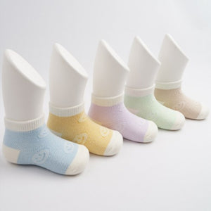 Korean Kids Happy Net Mesh Non-Slip Ankle Socks 5Pair Set
