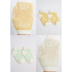 Korean Kids Happy Net Mesh Non-Slip Ankle Socks 5Pair Set