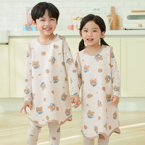 Kids Triple-Layer Quilted Long Sleeping Vest - Cookie Bear