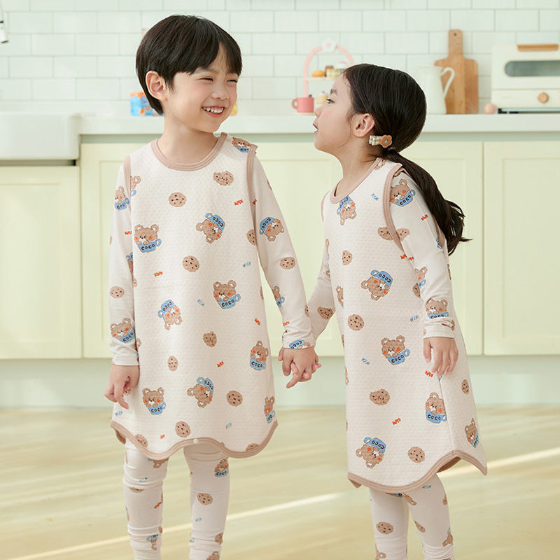 Kids Triple-Layer Quilted Long Sleeping Vest - Cookie Bear