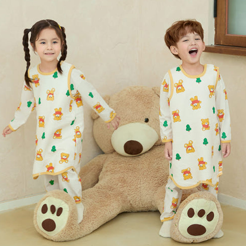 Kids Triple-Layer Quilted Long Sleeping Vest - Peek-A-Boo Bear