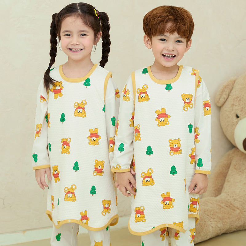 Kids Triple-Layer Quilted Long Sleeping Vest - Peek-A-Boo Bear