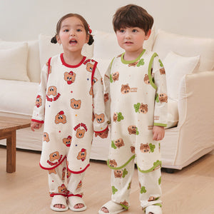 Kids Triple-Layer Quilted Long Sleeping Vest - Red Coco