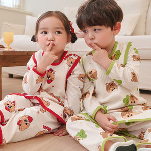 Kids Triple-Layer Quilted Long Sleeping Vest - Green Dada