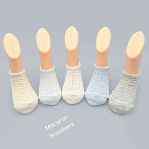 Korean Kids Macaron Sneakers Non-Slip Ankle Socks 5Pair Set