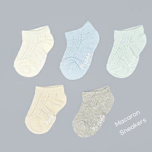 Korean Kids Macaron Sneakers Non-Slip Ankle Socks 5Pair Set