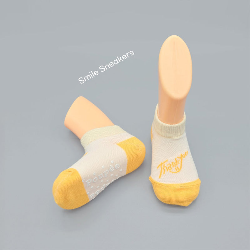 Korean Kids Smile Sneakers Non-Slip Ankle Socks 5Pair Set