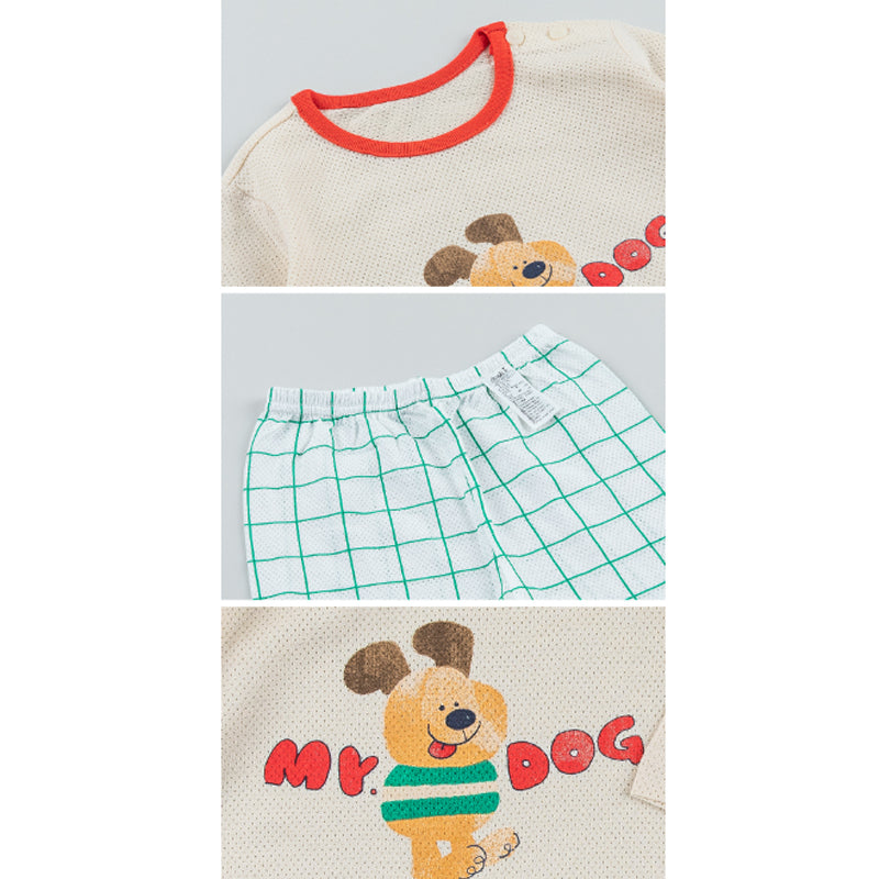 Kids Summer Short Shirt Cotton Cool Mesh Pajamas Set - Dog