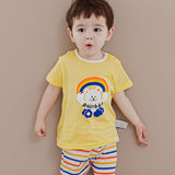 Kids Summer Short Shirt Cotton Cool Mesh Pajamas Set - Rainbow