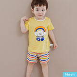 Kids Summer Short Shirt Cotton Cool Mesh Pajamas Set - Rainbow