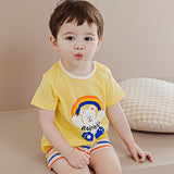 Kids Summer Short Shirt Cotton Cool Mesh Pajamas Set - Rainbow