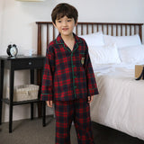 Korean Boy's Christmas Red Plaid Pajama Set