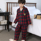 Korean Boy's Christmas Red Plaid Pajama Set