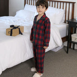 Korean Boy's Christmas Red Plaid Pajama Set