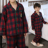 Korean Boy's Christmas Red Plaid Pajama Set