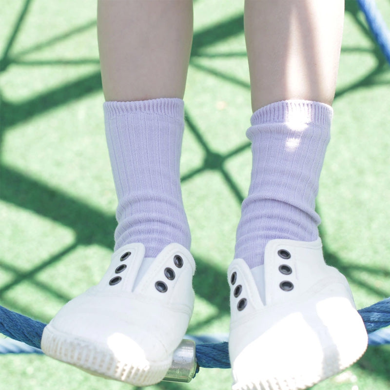 Korean Kids' Classic Ribbed Crew Socks 5-Pairs Set