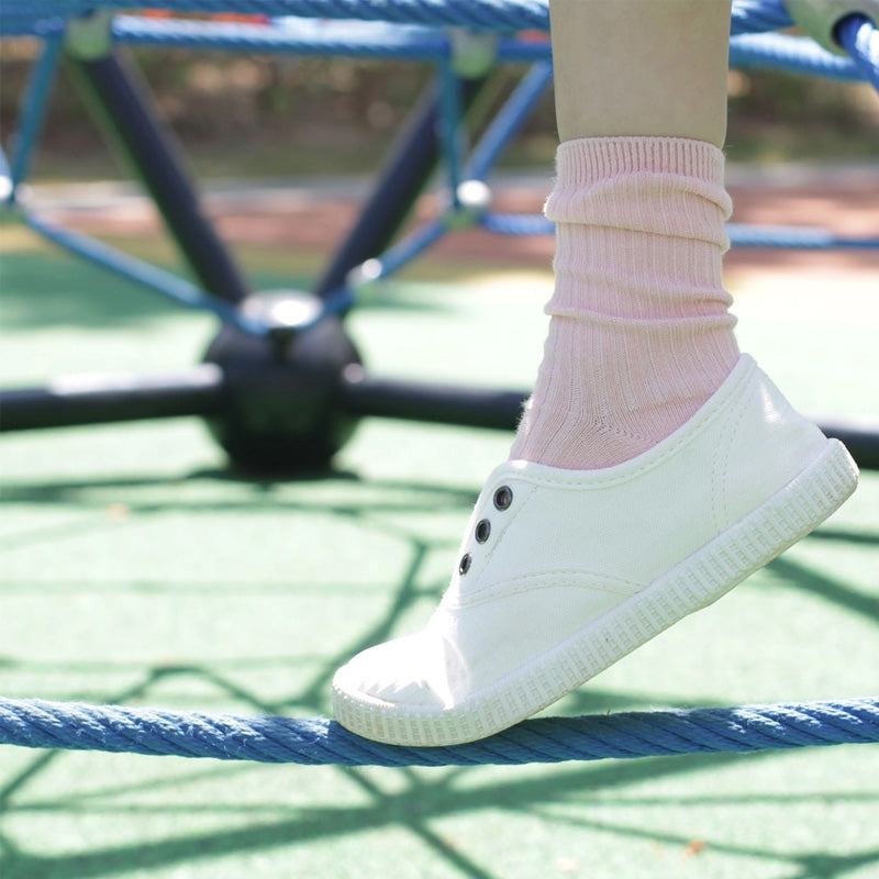 Korean Kids' Classic Ribbed Crew Socks 5-Pairs Set