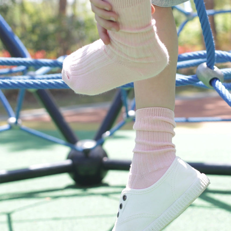 Korean Kids' Classic Ribbed Crew Socks 5-Pairs Set